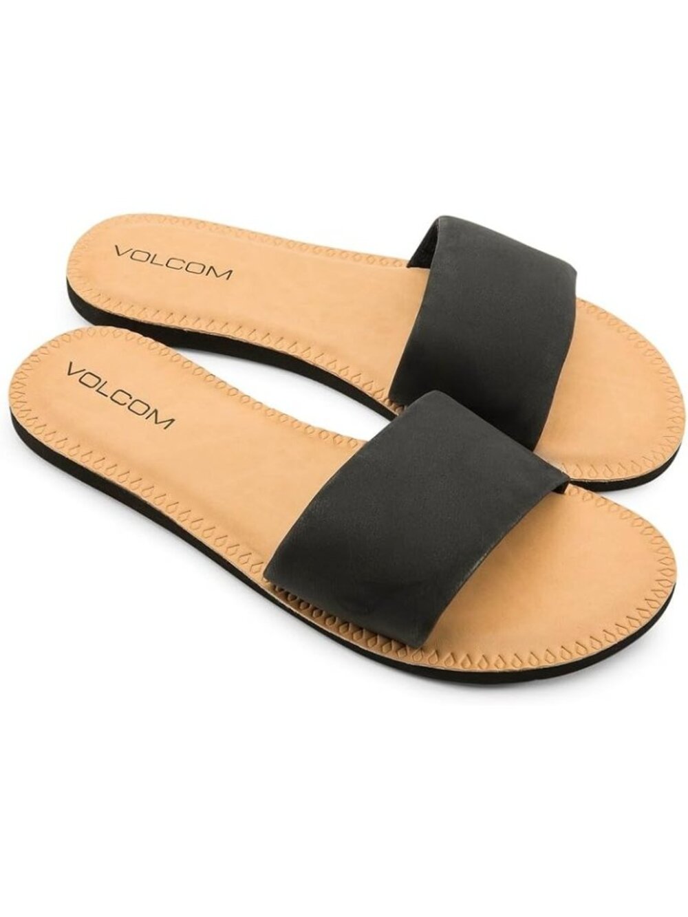 NWT Volcom Simple Slide Black Leather Strap Size 9